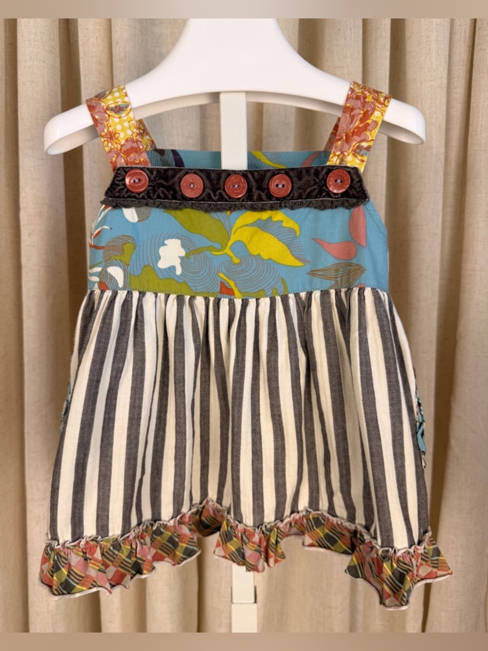Vintage MATILDA JANE *Buttons & Stripes* Adorable Twirly Ethel Top 2T